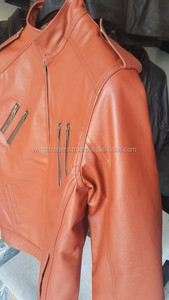 Chaqueta de Cuero de Oveja Color Naranja para Hombre, Pura y Original - Product Image 3