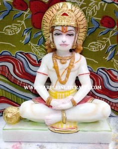 White Makrana Stone Lord Hanuman Sculpture - Product Image 5