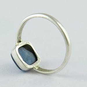 Anillo de Plata de Ley 925 con forma cuadrada, joyería hecha a mano de kyanita - Product Image 4