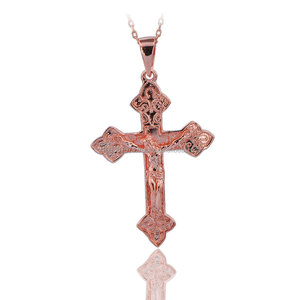 14K Solid Gold Fashion Style Jesus <b>Cross</b> <b>Charm</b> Necklace Crystal <b>Cross</b> Necklace Fine Jewellery for Women Made in Turkey - Product Image 3