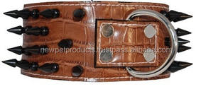 Luxury Customizable Comfortable Dog Collar Durable Leather Softly <b>Padded</b> Silver Buckle D-Ring Solid Rivet Decoration for <b>Walking</b> - Product Image 3