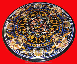 Table ronde en marbre noir pour le café et la salle à manger - Product Image 1