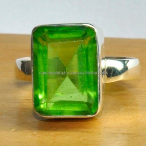 925 Sterling Silver <b>Ring</b> with <b>Peridot</b> Quartz Gemstone Fashionable Bezel Setting Trendy Anniversary Wedding Gift - Product Image 1