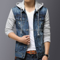Veste en jean de style nouveau avec manches grises personnalisées fermeture à boutons vestes en jean pour hommes aux meilleurs prix