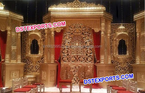 Escenario Dorado de Cristal para Bodas Indias, Decoración de Escenario para Eventos Musulmanes, Escenario Dorado Tallado para Bodas, Decoración para Eventos Oklahoma - Product Image 2