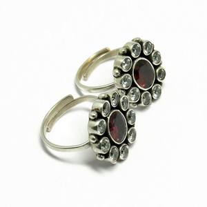 Design génial rouge cz_blanc CZ 925 bagues d'orteils en argent Sterling fabricant de bijoux indiens, bijoux en argent uniques - Product Image 5