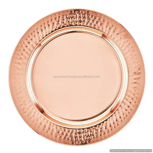 Plaque de charge martelée plaquée cuivre de qualité supérieure plaque de chargeur de décoration antique moderne pour l'utilisation de Table de fêtes de mariage - Product Image 1