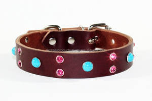 Collier de luxe ajustable en cuir souple et respirant classique pour chiot et chien Boucle en alliage imperméable et résistante Rivet de décoration d'entraînement - Product Image 4