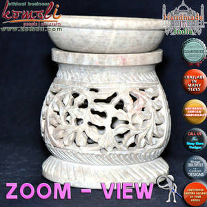 Chauffe-huile lumineux en pierre de savon indien, 40g, sculptée à la main, brûleur d'huile pour le thé, vente en gros - Product Image 3