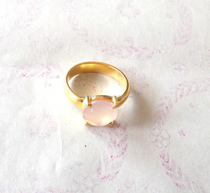 ชุบทองแฮนด์เมดสีชมพูอาเกตควอตซ์คําพูดวินเทจเครื่องประดับอัญมณีธรรมชาติ Birthstone Boho แหวน - Product Image 3