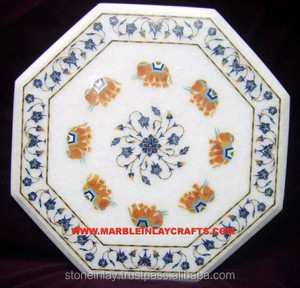 Designer White <b>Marble</b> Inlaid <b>Tables</b> - Product Image 1