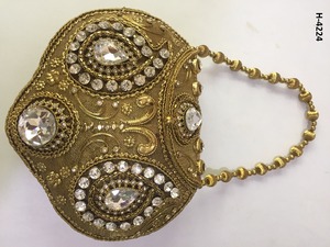 Handmade H4222 <b>Metal</b> Clutch for Ladies Gold Silver Evening Handbags Fashionable Tote Bags Stone <b>Beaded</b> Party Online Shopping - Product Image 3