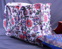 Sac fourre-tout de plage réversible en coton matelassé, fait main en Inde, style bohème hippie vintage pour femme, avec fermeture éclair, personnalisable 13x18x7.5