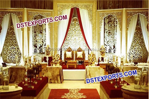 Indio de la decoración de la boda marcos de oro marco de foto paneles Jhrokha de fibra de templo marcos - Product Image 2