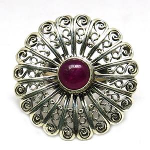 Rojo delicado Anillo de Plata de Ley 925 con filigrana de Rubí, pendientes de Gema Natural, proveedor de joyería - Product Image 1