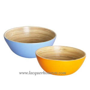 HT5189 Coiled bamboo salad serving bowl- Ha Thai lacquer factory - Product Image 2
