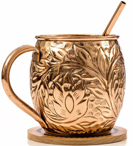Embossed Design Copper <b>Moscow</b> <b>Mule</b> <b>Mug</b> Handcrafted Solid Copper <b>Mugs</b> for Home Bar Ware Beer Cocktail Drinking <b>Mug</b> - Product Image 2