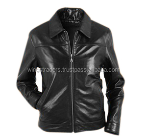 Nueva chaqueta de cuero negro para mujer, chaqueta de cuero de Pakistán, chaqueta de cuero de piel de zorro para mujer, chaqueta con múltiples bolsillos - Product Image 1