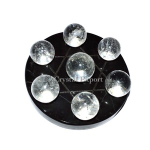 Conjunto curativo de ágata negra, bola con cristal de cuarzo - Product Image 1