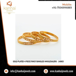 Wholesalers and Manufacturer of Antique Gold Plated 4 Piece Classic <b>Bangles</b> for Any Festival 14863 - Product Image 2