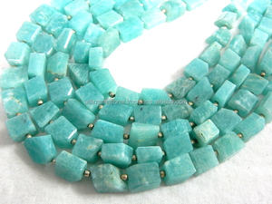 ลูกปัดนักเก็ตสีเขียวแบบเหลี่ยมเพชรพลอยจาก Amazonite ขนาด14นิ้วขนาด10-12มม. - Product Image 3