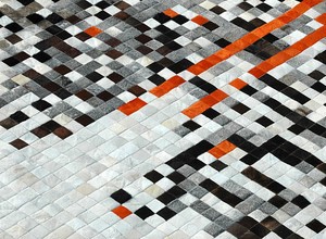 Alfombra de cuero de vaca con diseño de patchwork - Product Image 3