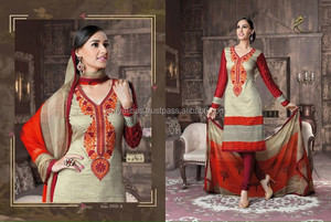 Kanya Libas Ver Imagen Ampliada Agregar a la Comparación Compartir Vestido de Fiesta de Boda Salwar/Kameez de Lino con Red de Mariposas, Estilo Indio/Pakistaní - Product Image 2