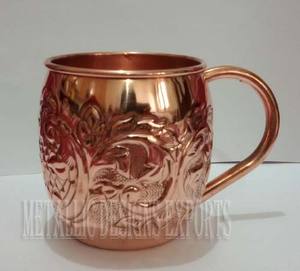 Tazas de mula de Moscú de cobre en relieve con flor martillada personalizada al por mayor, taza de café antigua, taza de cóctel de acero inoxidable - Product Image 1