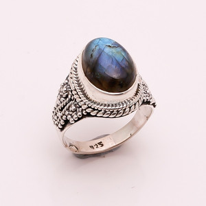 925 Sterling Silver Blue <b>Labradorite</b> Gemstone <b>Rings</b> Classic Style Handmade Fine Jewelry for Wedding or Gift - Product Image 1