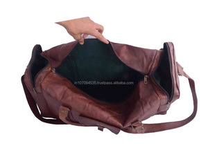 Handmade Brown Genuine Leather Travel Weekender Overnight Unisex Duffle Gym Sports Fitness <b>Bag</b> Crossbody <b>Shoulder</b> Duffle Gym <b>Bag</b> - Product Image 6