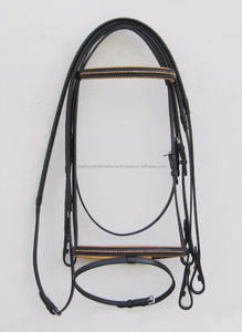 Shemax 2023 Alta Calidad Personalizado Al Por Mayor CABALLO DE CUERO DIAMANTE BRIDLE NEGRO/TAN ACOLCHADO DIAMANTES N/B Venta Caliente Halters - Product Image 3