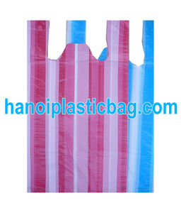 <b>Stripped</b> candy thin T shirt vest carrier poly plasticbags packaging - Product Image 4