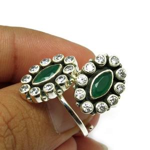 สีเขียวที่ยอดเยี่ยม Onyx_White CZ 925สเตอร์ลิงแหวนนิ้วเท้าเครื่องประดับเงินขายส่ง925เครื่องประดับเงินสเตอร์ลิง - Product Image 6