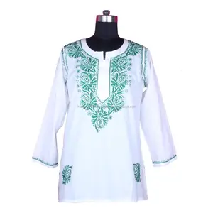 Hand Work Short Kurti Chicken Kurti DR 156 New Morden Fancy Kurti / Lakhnavi Chicken Embroidery Kurti / Latest Kurti