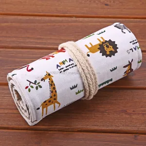 36/48/72 Hole Wrap Canvas Roll Up Pencil Case Pen Brush Bag Holder Storage Pouch School Office Supplies