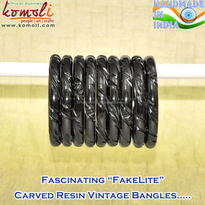 ดอกไม้การออกแบบบางสีเหลืองเรซิ่น Fakelite Bakelite เครื่องประดับสร้อยข้อมือวินเทจ - Product Image 4