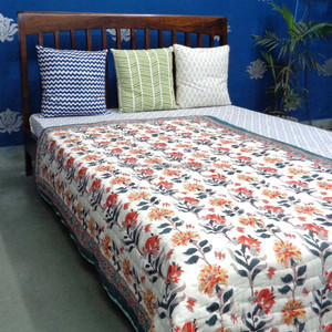 Couette réversible moderne de luxe en coton 100% imprimé, fabriquée à la main à Jaipur, par le fabricant indien Ghani Booti, taille double, écologique - Product Image 3