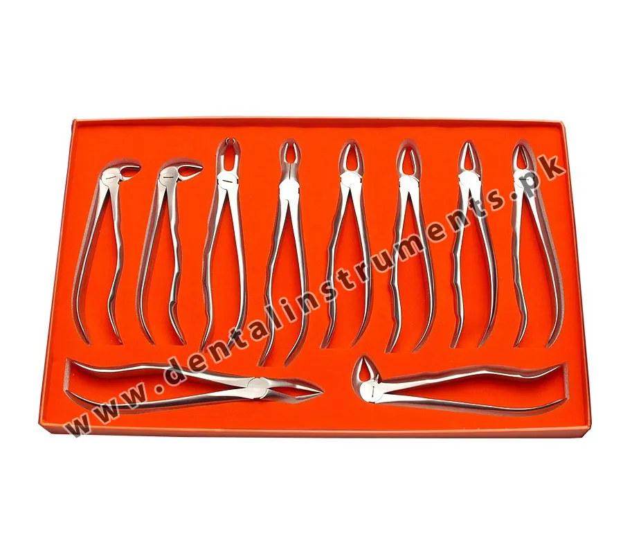 Extraction Forceps Setof 10 forceps with ergonomic handle / Tooth Extracting Forceps English Pattern/ Dental Instruments