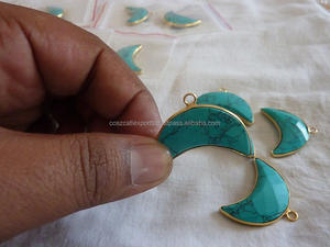 Turquoise <b>Moon</b> Shape Pendants Custom Gold & Rhodium Plated Simple Design Women's & Men's Party Jewelry Wholesale Supply - Product Image 5