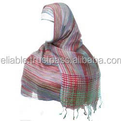 Hijab en viscose rayonne brodé de haute qualité pour femmes musulmanes, foulard ethnique rayé en toile, respirant, doux pour la peau, idéal pour l'été - Product Image 3