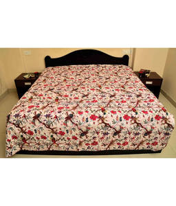 Indian Bird Of Paradise Kantha Edredón Hecho a mano Bird Print Kantha Colcha - Product Image 3