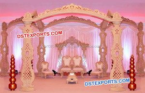 ออกแบบ Paisley mandap ไม้แบบดั้งเดิมสำหรับงานแต่งงานงานฝีมือทำจากไม้งานฝีมือลายขนนกสไตล์แมนดาเลีย - Product Image 4