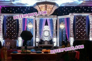 Escenario de madera tallado a mano con pilares dobles para ceremonia de anillos de boda india, atractivo escenario de boda en California - Product Image 4