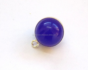 Calcedonia azul Natural Multi bisel enlace encanto Bola de plata Druzy chapado en oro doble fianza conector joyería hacer alambre envuelto - Product Image 3