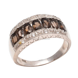 925พลอยควอทซ์สโมคกี้น่ารักแหวนหมั้นแต่งงานเงินแท้ได้รับการรับรองจาก CMA น่ารัก925ควอตซ์แบบสโมคกี้ - Product Image 1