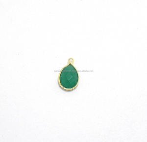 Pierre précieuse d'onyx vert en argent sterling 925 avec cadeau à la mode fait main plaqué or pour sa fabrication de bijoux connecteur de lunette - Product Image 2