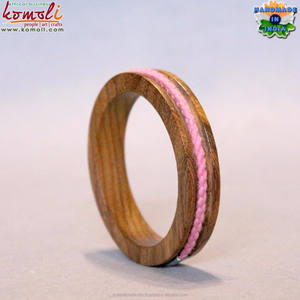 Bracelets en bois inachevés Bracelets en bois uni personnalisés enfants unisexe Style Vintage mariages fêtes avec perles diamants - Product Image 5