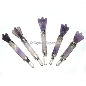 Guérison Outil Fengshui Naturel Pierre Précieuse Améthyste Ange Baguettes de Guérison - Product Image 1