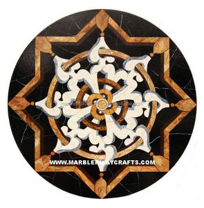 Round Black <b>Marble</b> Inlay Coffee <b>Table</b> <b>Tops</b>, Decorative <b>Marble</b> Inlay <b>Table</b> - Product Image 1