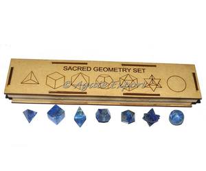 Juego de Geometría Sagrada tallada de lapislázuli, productos de fengshui curativos - Product Image 1